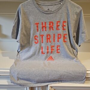 Adidas Kids Gray Tee with Orange Print